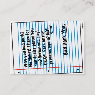 Undesirable Parking Business enterprise Playing cards - Workplace Card Printing Zazzle photo about Printable Bad Parking Notes referred to as Terrible Parking Enterprise Playing cards - Enterprise Card Printing Zazzle